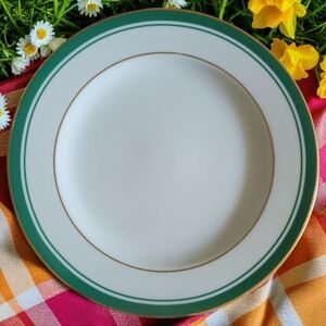 Vtg Philip Kingsley Classics Emerald Gold Green Porcelain Salad Dessert Plate 8"